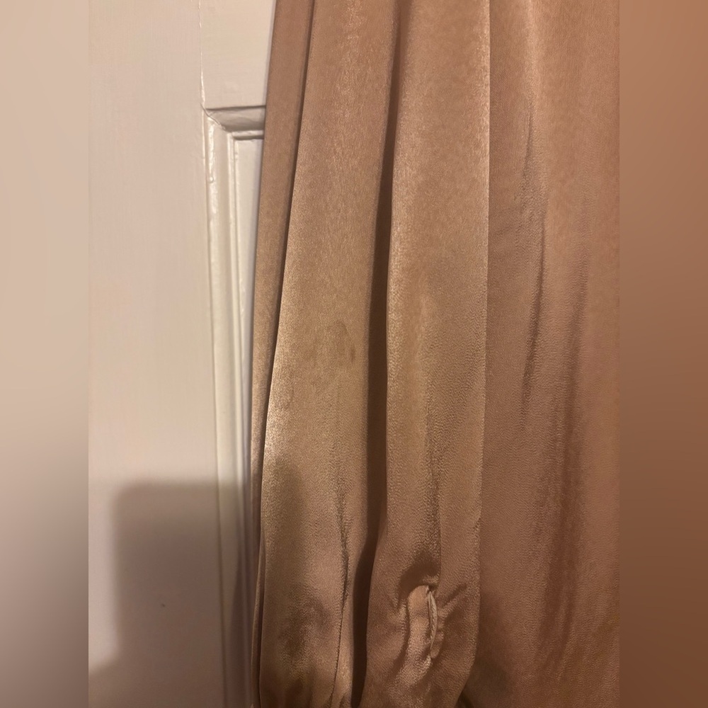 Bronze/gold satin button up blouse - Picture 5 of 5